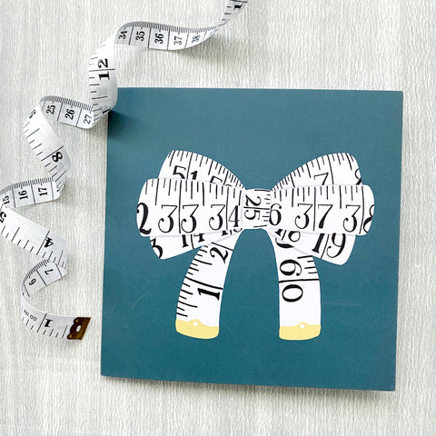 Tape Measure Bow Square Greetings Card