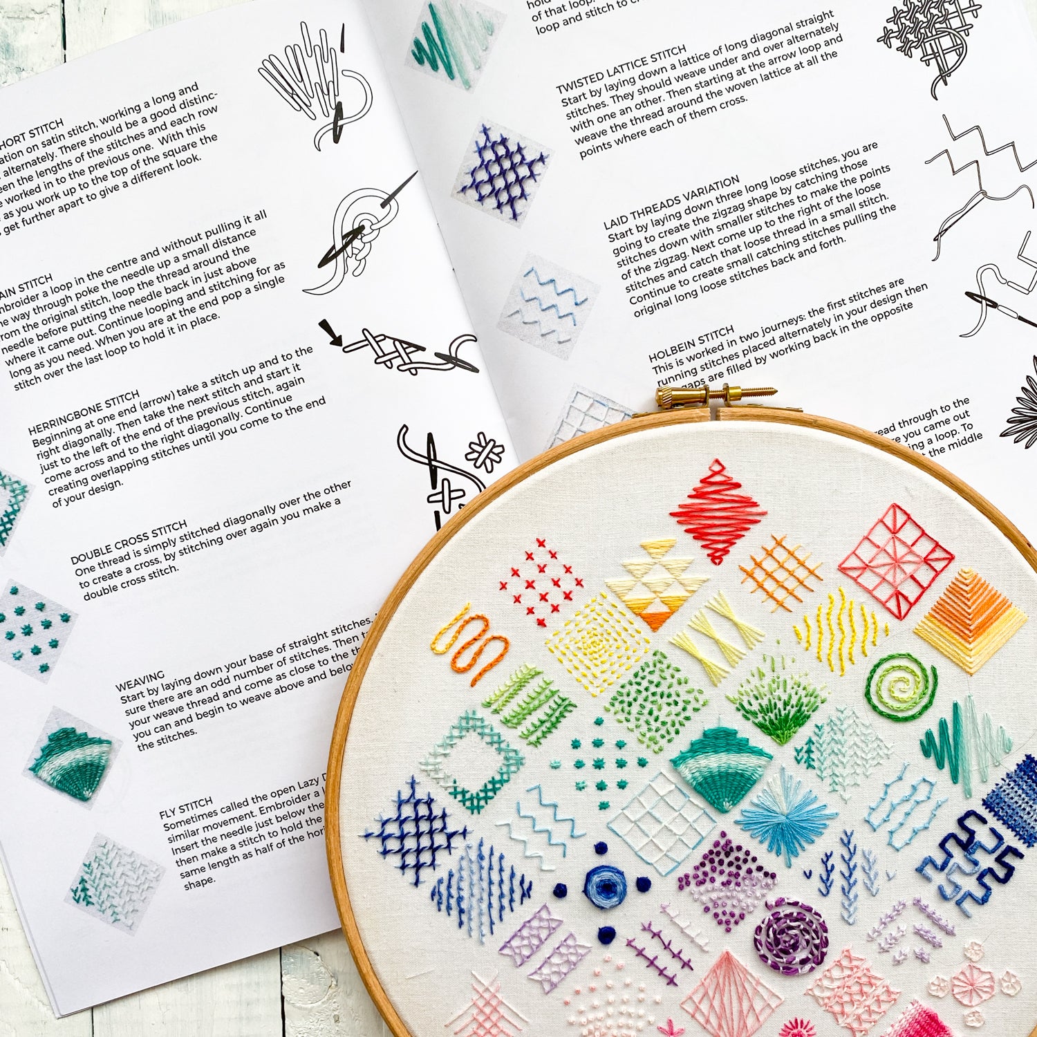 Beginner Embroidery Kit: Bright Rainbow - Silver Linings
