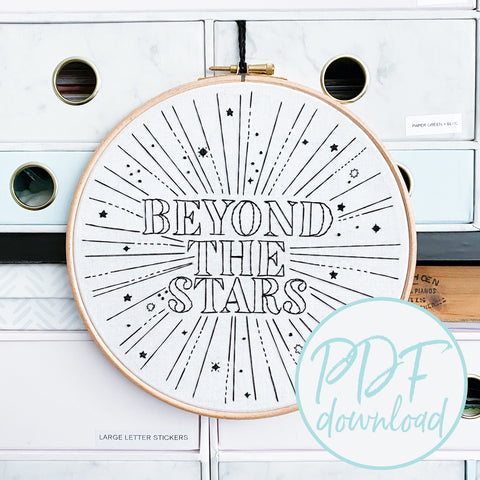 Beyond the Stars Beginners Embroidery Pattern - Downloadable - Digital- PDF